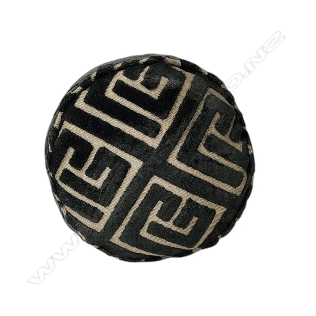 PAIR OF DARK GREEN VELVET BOLSTER CUSHION - GEOMETRIC DESIGN - 530 x 250 x 250 mm Image 1++