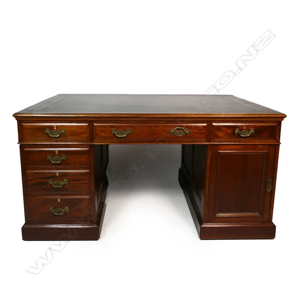 A late Victorian mahogany partners desk, Image 1++