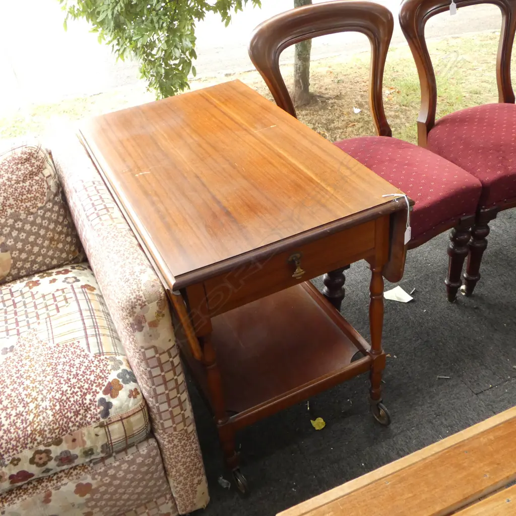 MAHOGANY DROP SIDE TEA TROLLEY Image 1++