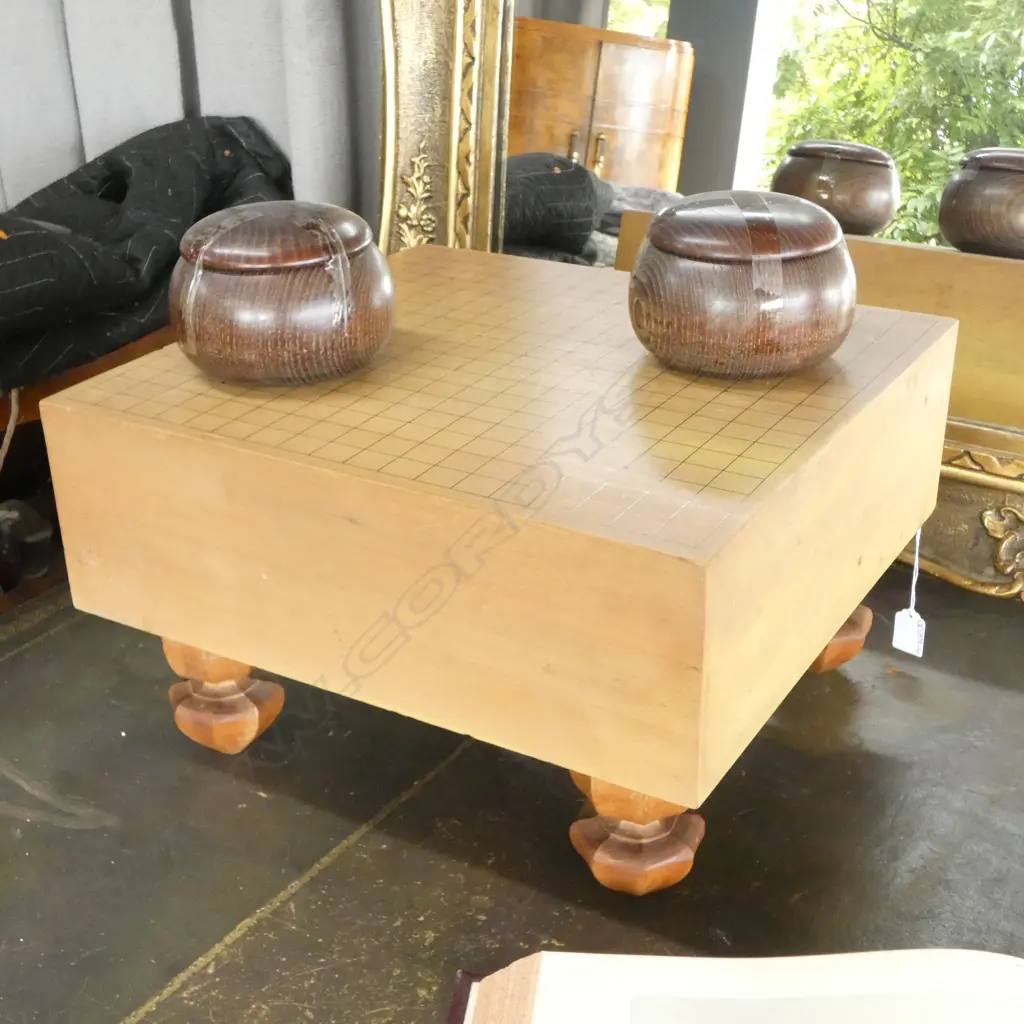Vintage Japanese GO board with stones W.410mm Image 1++
