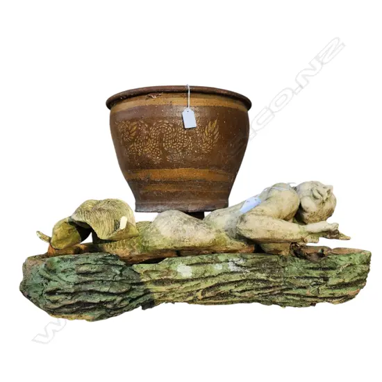 CHINESE GARDEN POT AND MERMAN FIGURE (faulted)