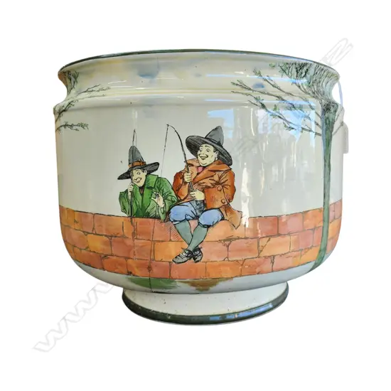 OLD NEPALESE POTTERY BOWL 540 x 280mm/DOULTON GALANT FISHERS LARGE JARDINIER (faulted)