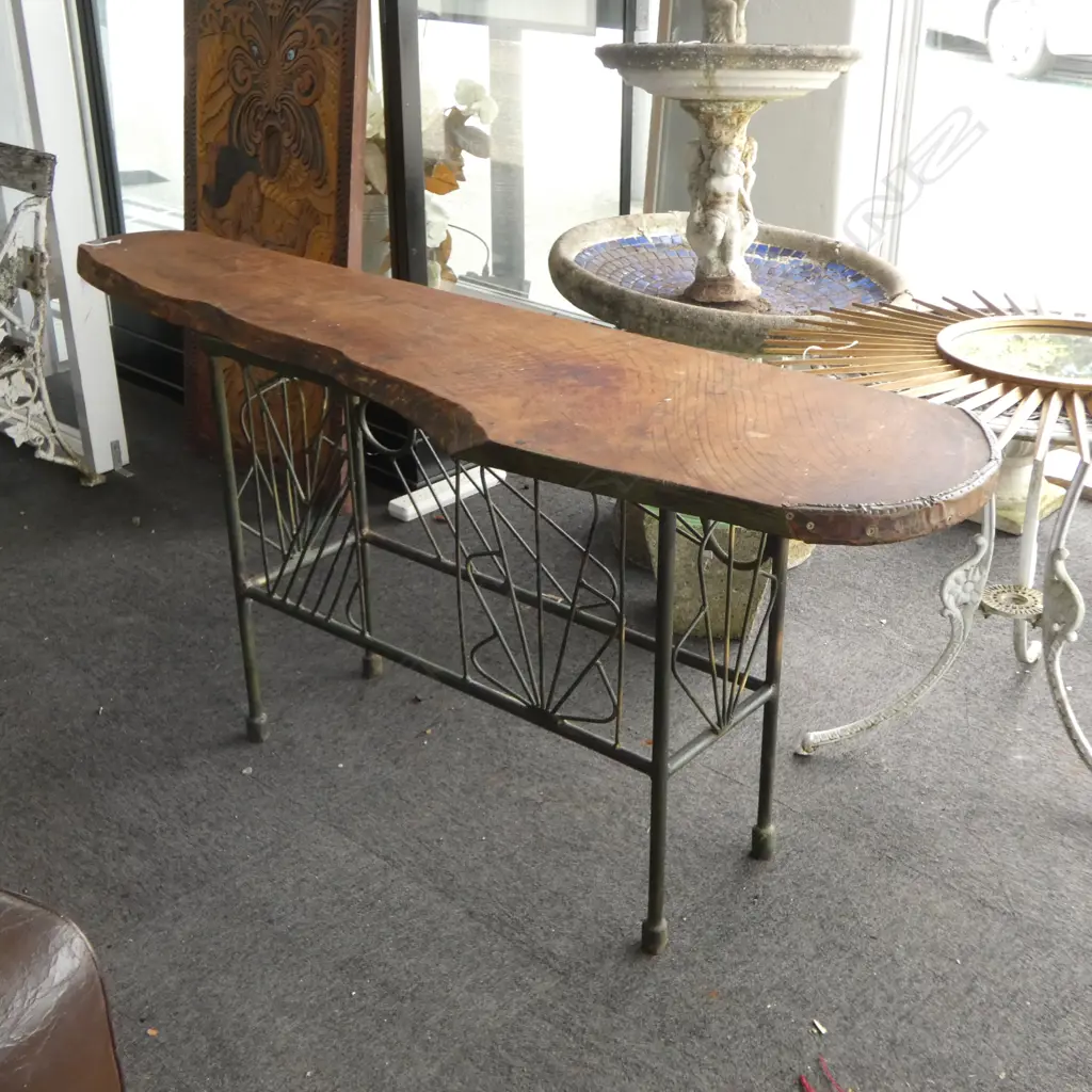 MODERN CONSOLE TABLE, WOOD TOP Image 1++