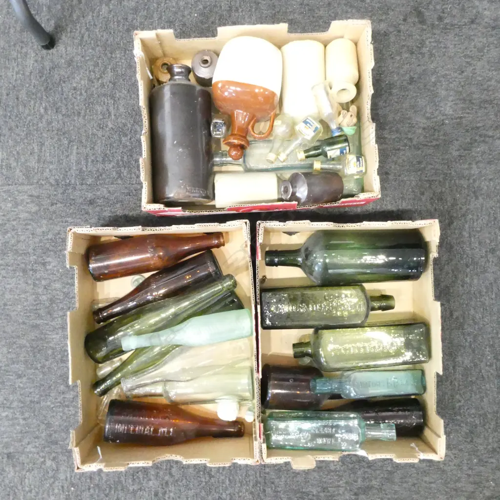 3 BOXES OLD BOTTLES; COKE ETC Image 1++