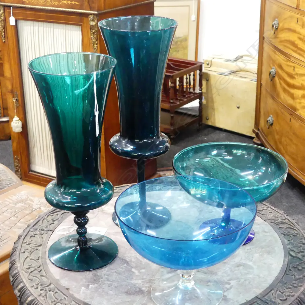 4 PCS ASST. MURANO GLASS, 3 GRN 1 BLUE Image 1++