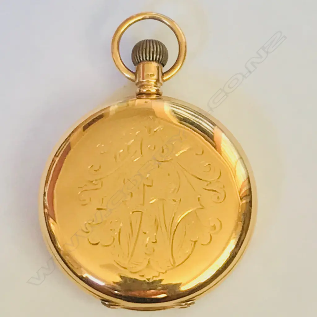 18ct gold hunter Waltham pocket watch Image 1++