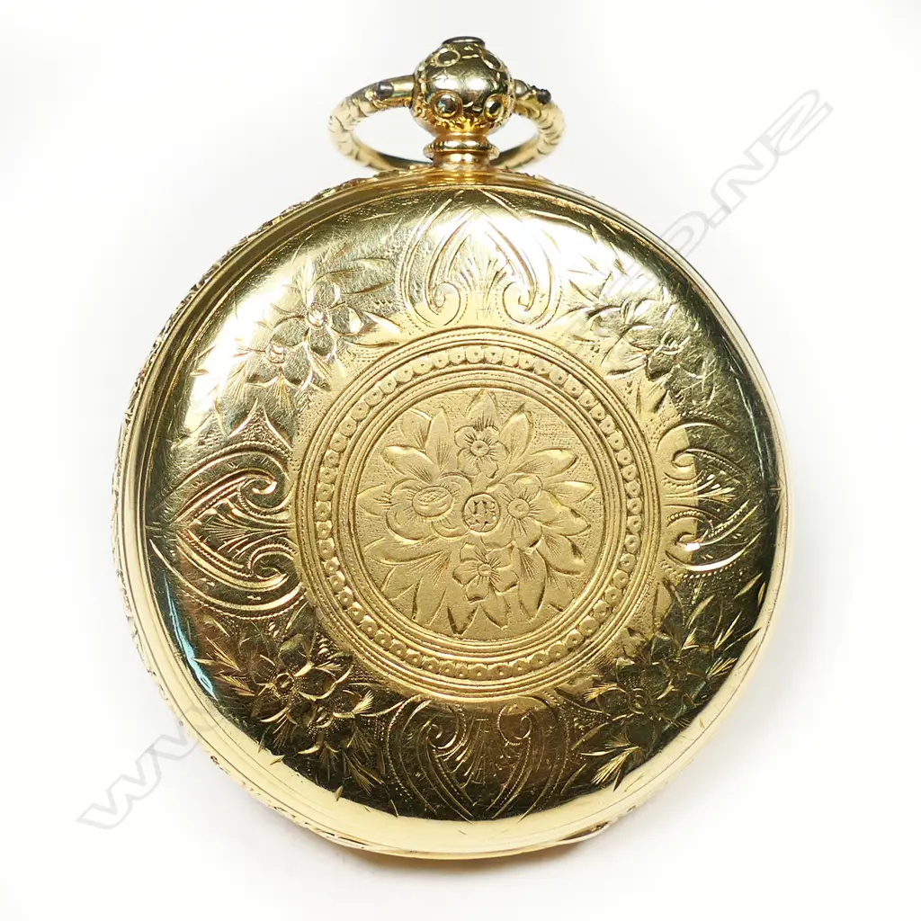 Victorian 18ct gold open face pocket watch, by W. Batty, Manchester, Image 1++