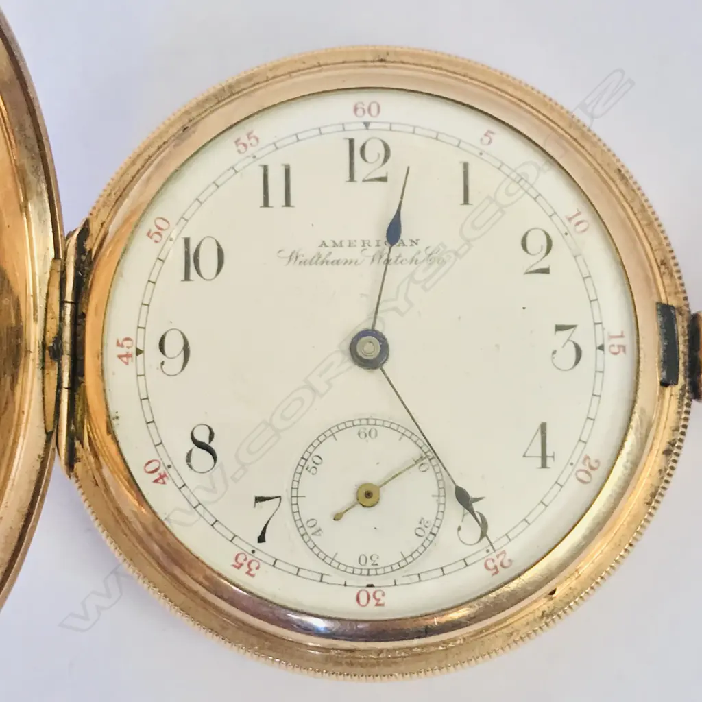 Waltham rolled gold hunter pocket watch, Image 1++