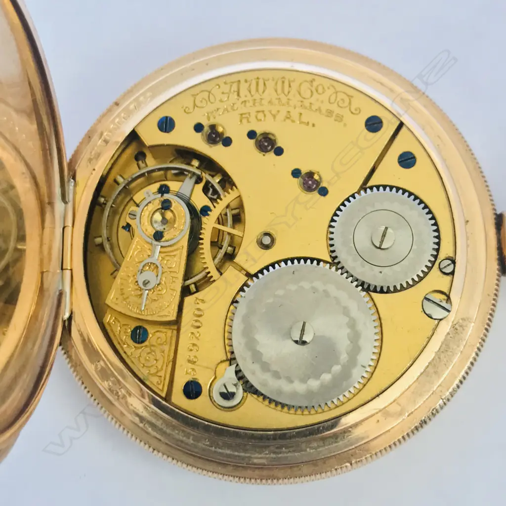 Waltham rolled gold hunter pocket watch, Image 1++