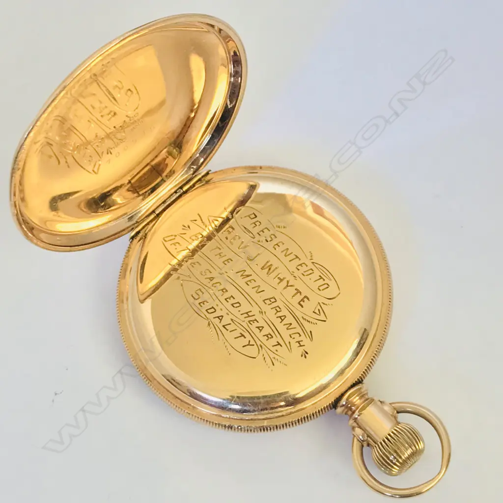 Waltham rolled gold hunter pocket watch, Image 1++