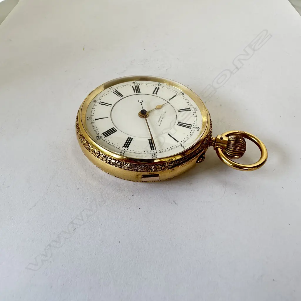 Substantial 18ct gold, open face pocket watch by M. J. Russell, London, number 12189, Image 1++