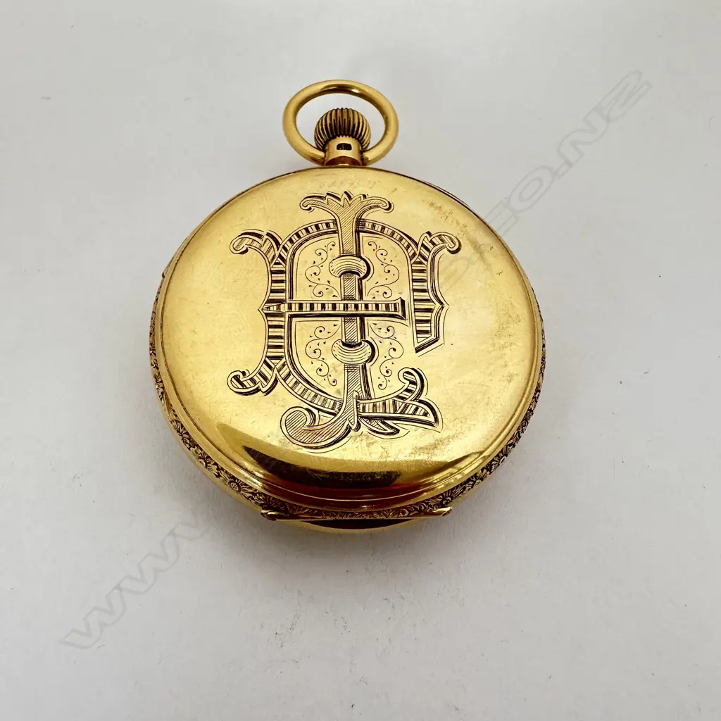 Substantial 18ct gold, open face pocket watch by M. J. Russell, London, number 12189, Image 1++