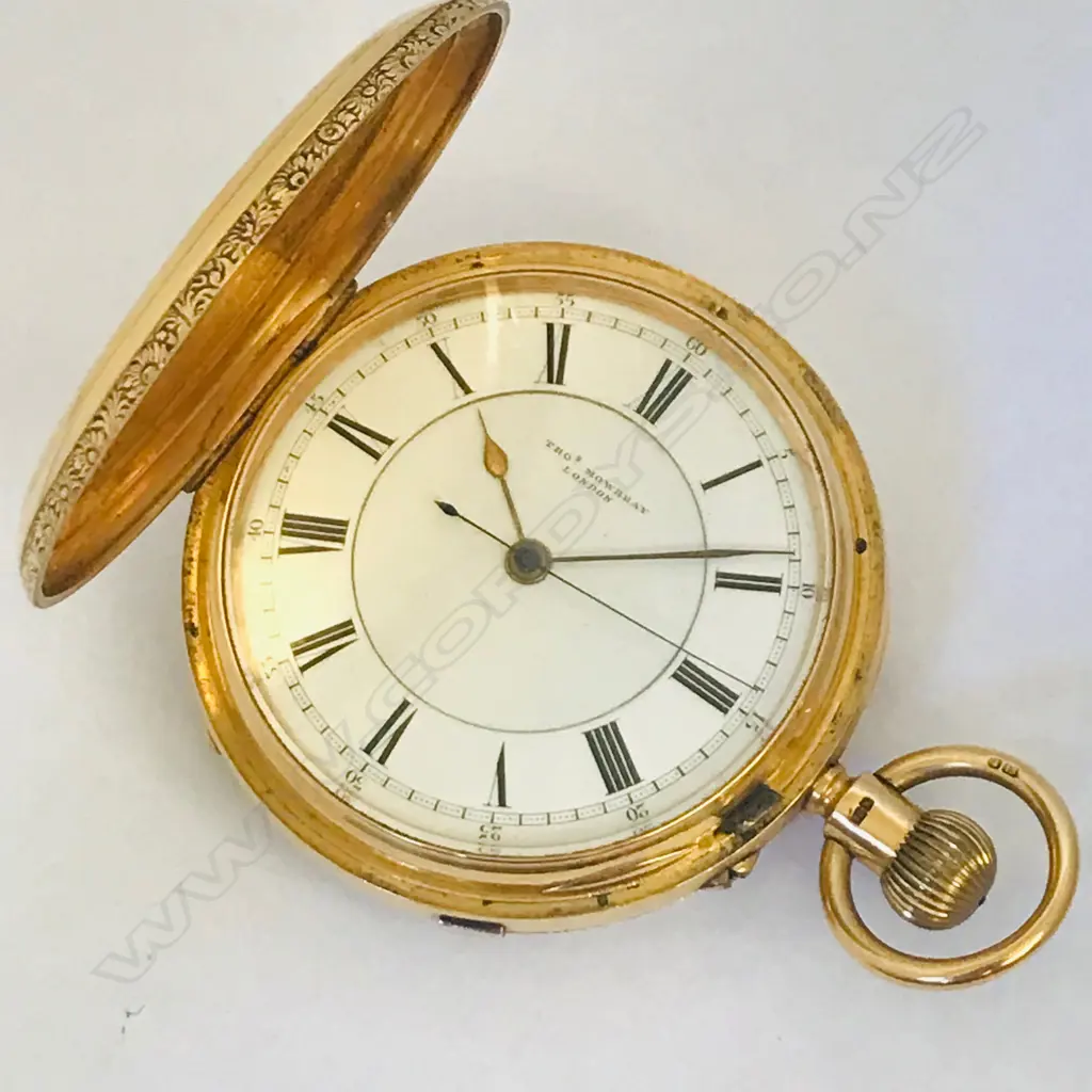 Large and weighty 18ct. gold hunter pocket watch by Thomas Mowbray, London, Image 1++