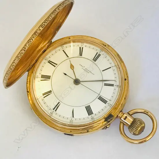Large and weighty 18ct. gold hunter pocket watch by Thomas Mowbray, London,
