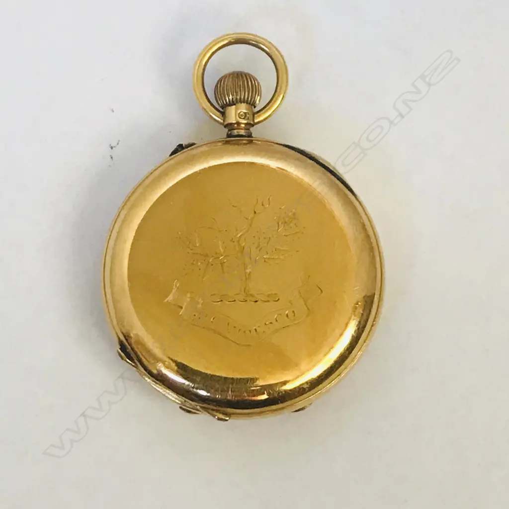 Lady’s 18ct gold half hunter pocket watch Robert Scott Glasgow, number 56992, Image 1++