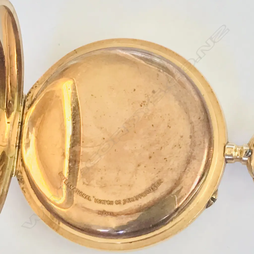 14ct gold open face pocket watch by IWC International Watch Co., Schaffhausen, Image 1++