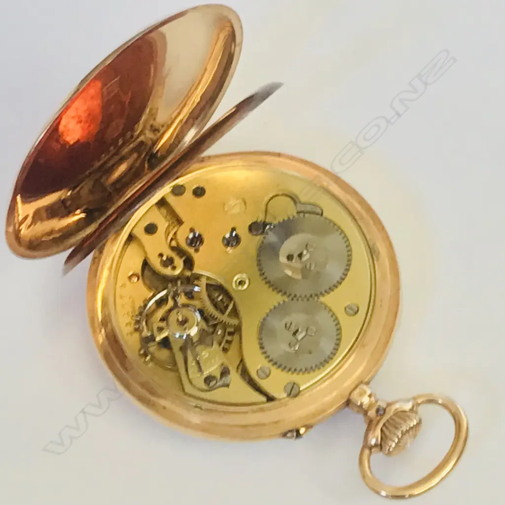 14ct gold open face pocket watch by IWC International Watch Co., Schaffhausen, Image 1++