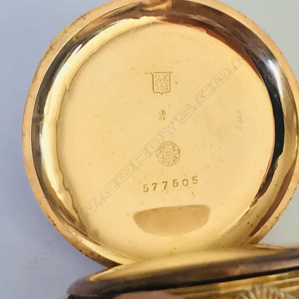 14ct gold open face pocket watch by IWC International Watch Co., Schaffhausen, Image 1++