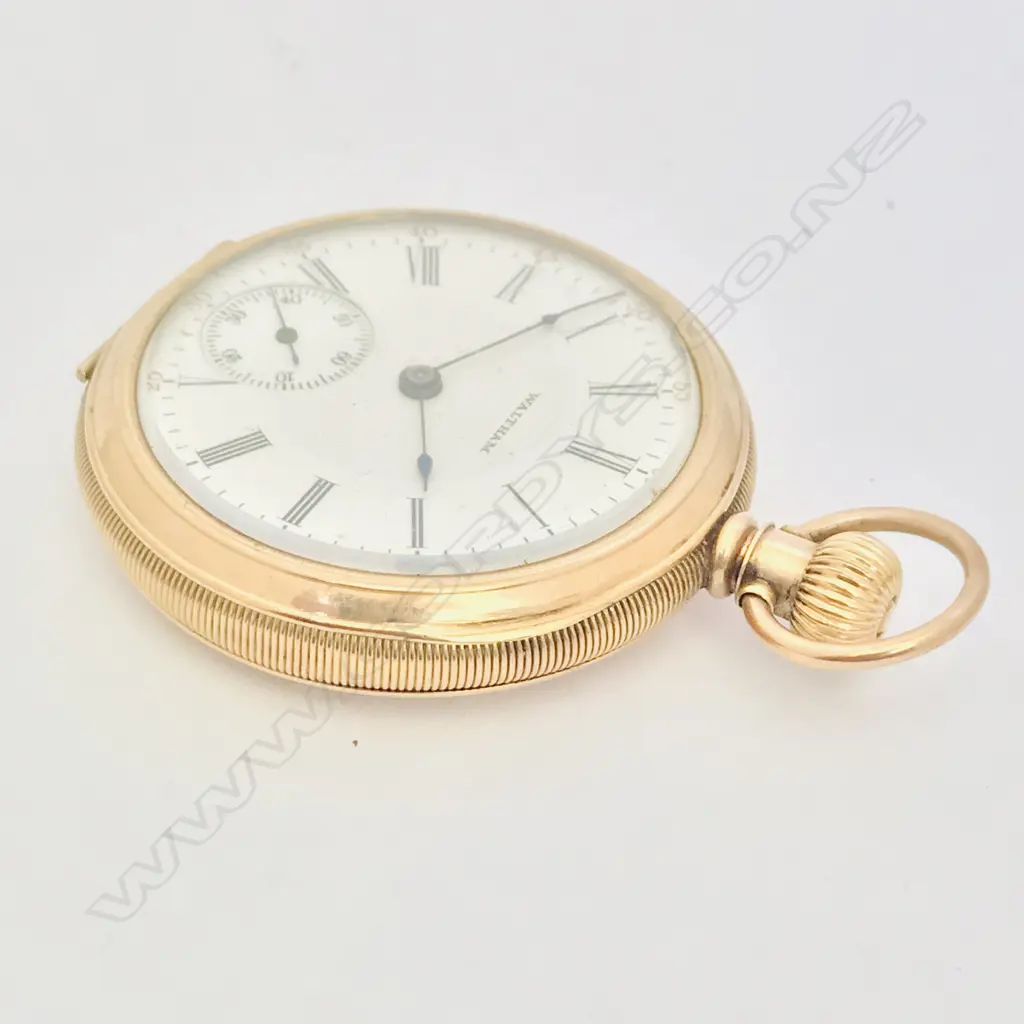 9ct open face pocket watch, Waltham, c.1900, Image 1++