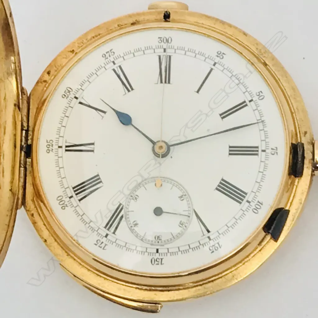 18ct gold hunter quarter repeater chronograph, Swiss movement by Jules Meylan-Truan Co., c.1890 Image 1++