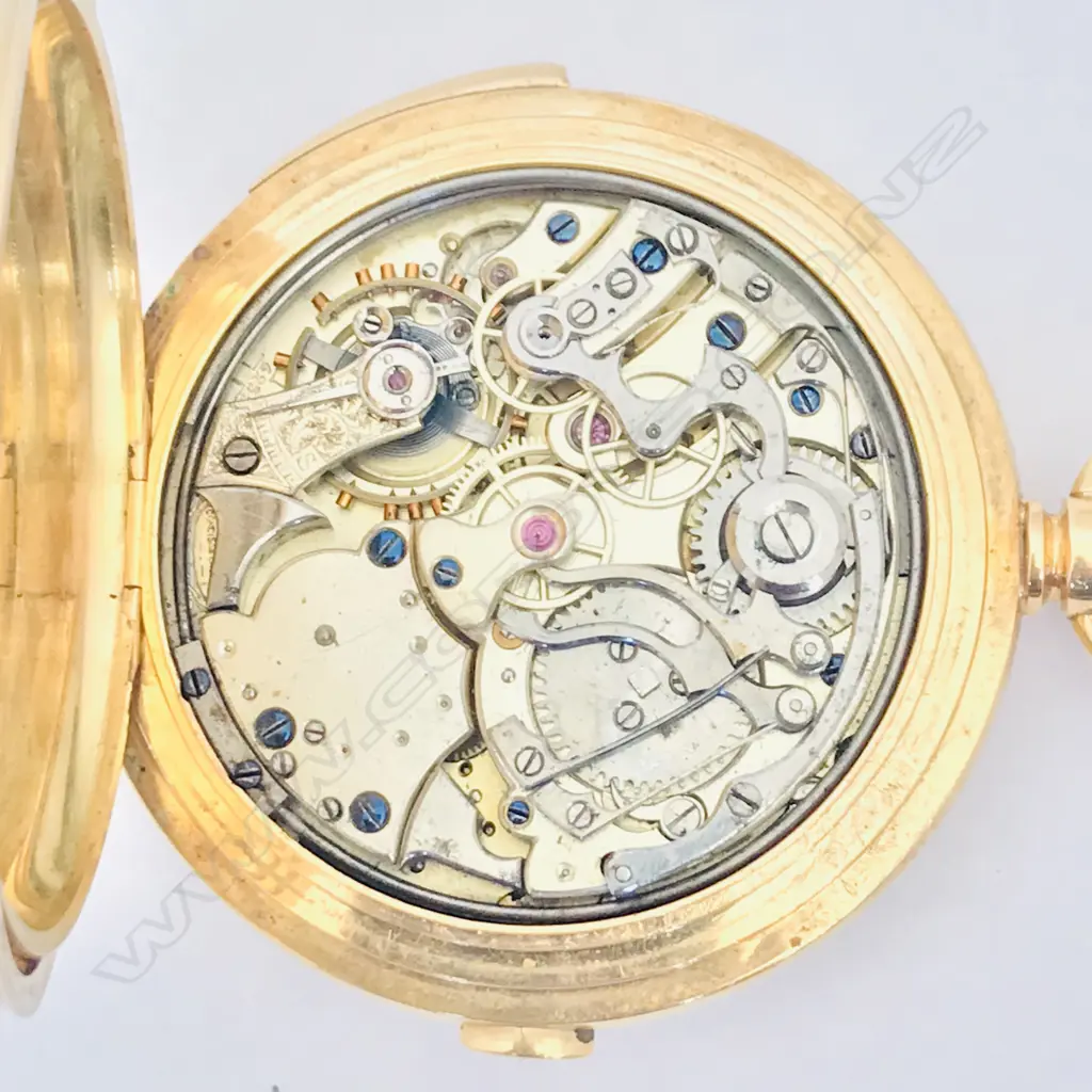 18ct gold hunter quarter repeater chronograph, Swiss movement by Jules Meylan-Truan Co., c.1890 Image 1++