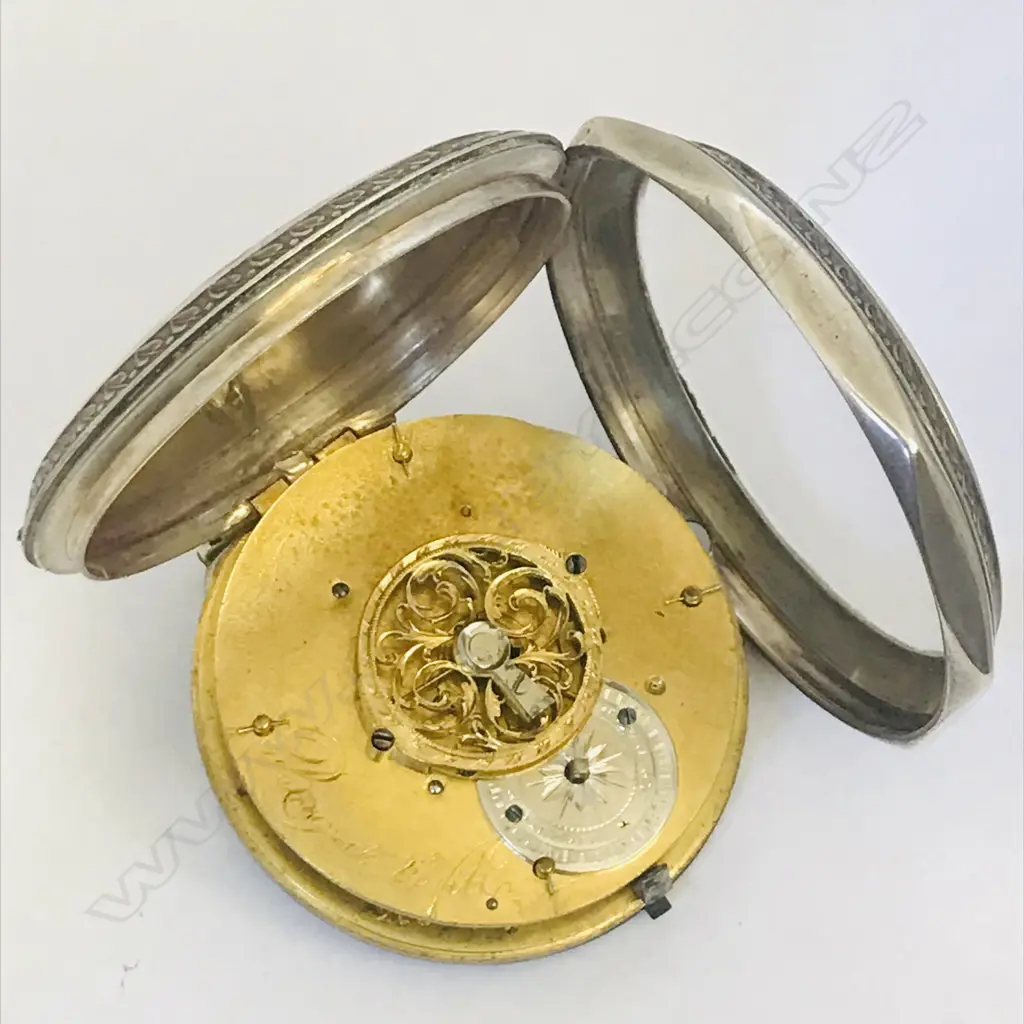 Octagonal silver plated cased open face pocket watch with decorative face, marked 'Breguet et Fils', Image 1++