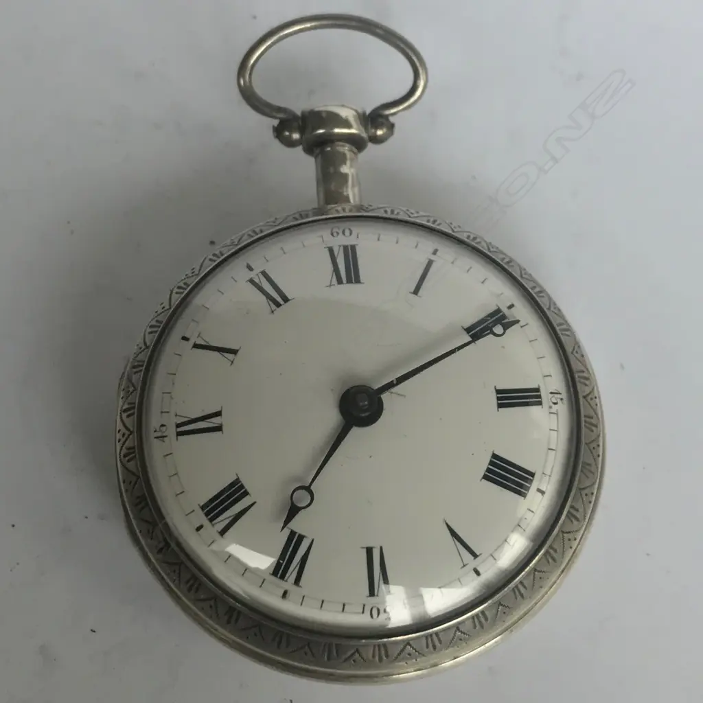 Continental silver pair cased pocket watch, with coloured horn to back of outer case Image 1++