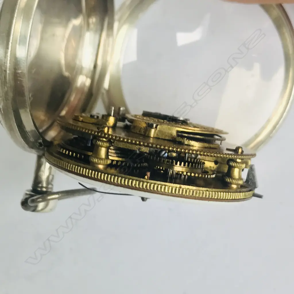 Continental silver pair cased pocket watch, with coloured horn to back of outer case Image 1++