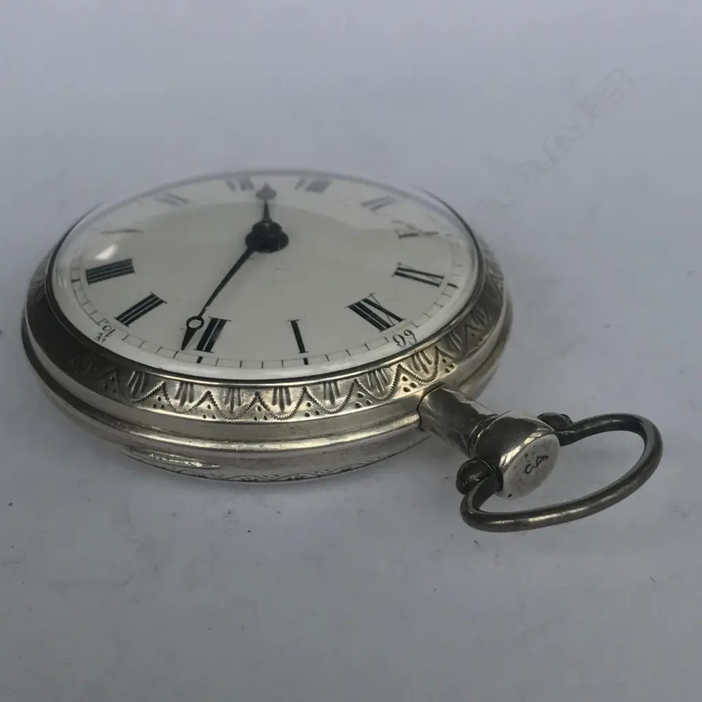 Continental silver pair cased pocket watch, with coloured horn to back of outer case Image 1++