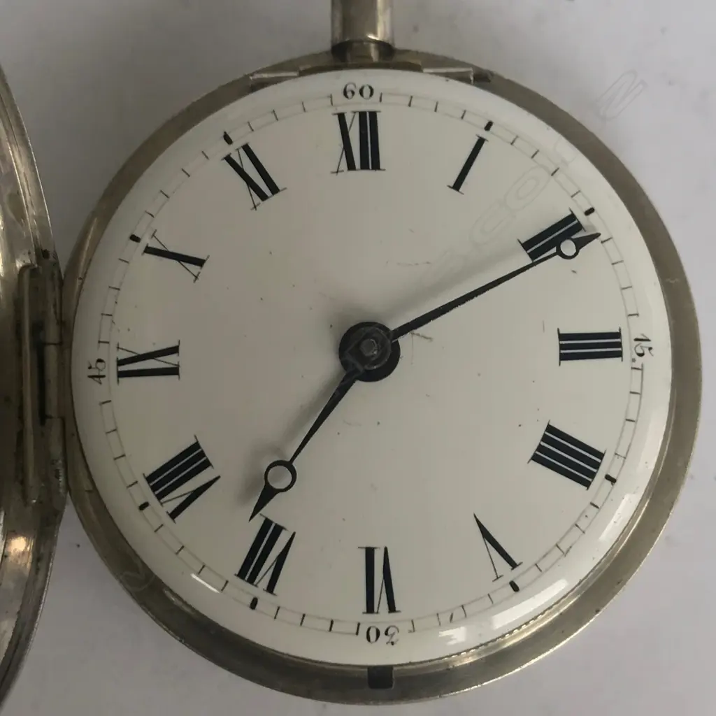 Continental silver pair cased pocket watch, with coloured horn to back of outer case Image 1++
