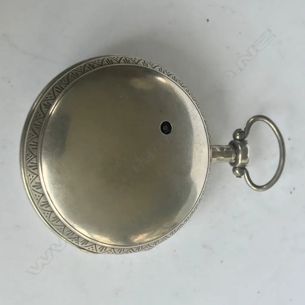 Continental silver pair cased pocket watch, with coloured horn to back of outer case Image 1++