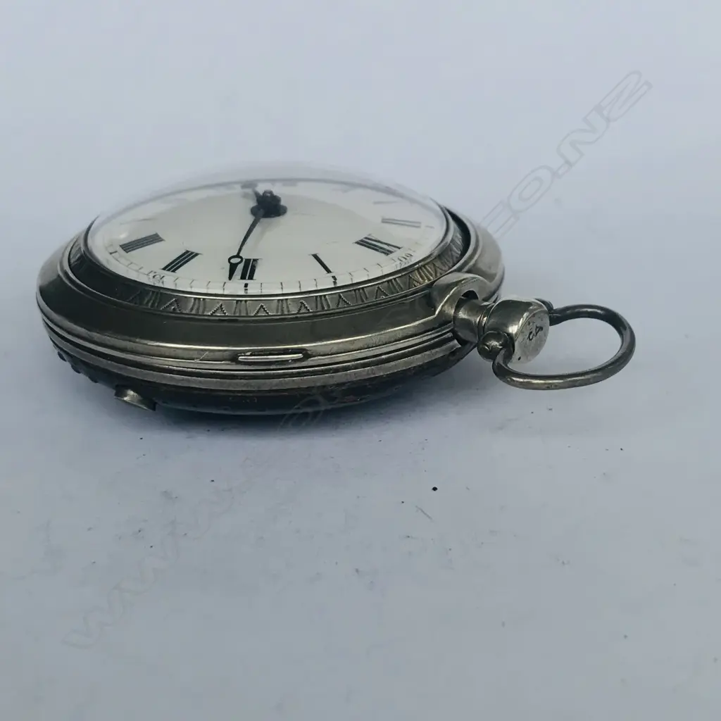 Continental silver pair cased pocket watch, with coloured horn to back of outer case Image 1++