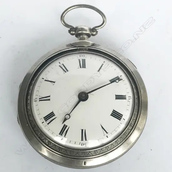 Continental silver pair cased pocket watch, with coloured horn to back of outer case