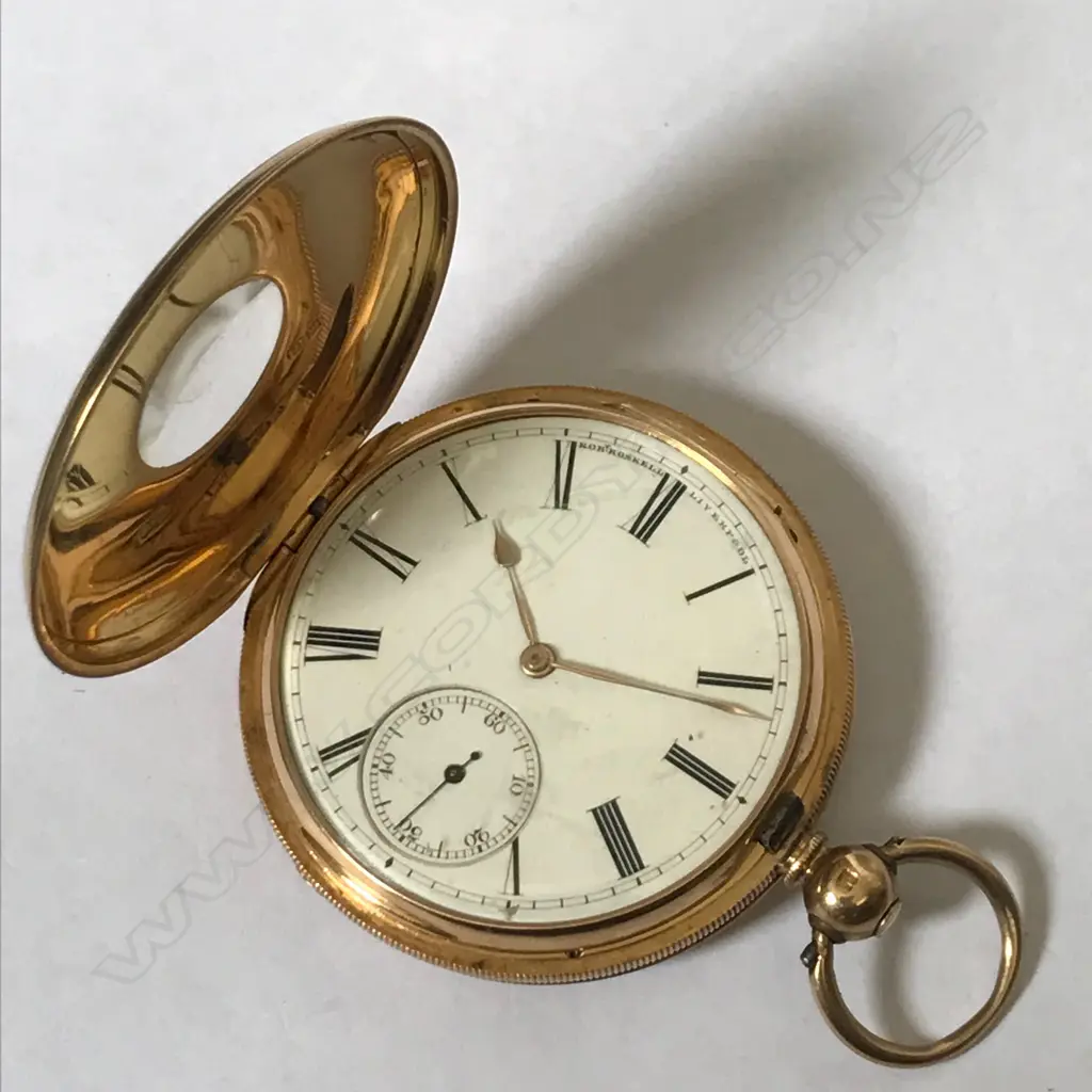 18ct gold half hunter pocket watch, by Robert Roskell, Liverpool Image 1++