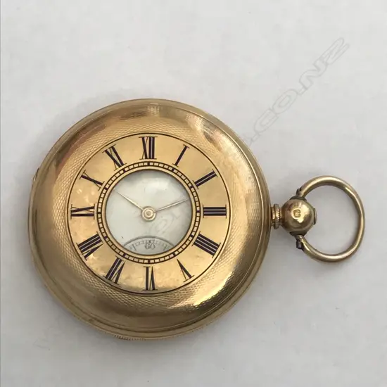18ct gold half hunter pocket watch, by Robert Roskell, Liverpool