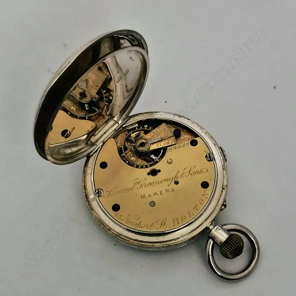 Silver cased pocket chronograph, S. Greenhough & Sons, Bolton Image 1++
