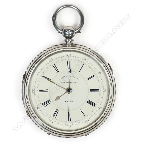 A large silver cased chronograph pocket watch,