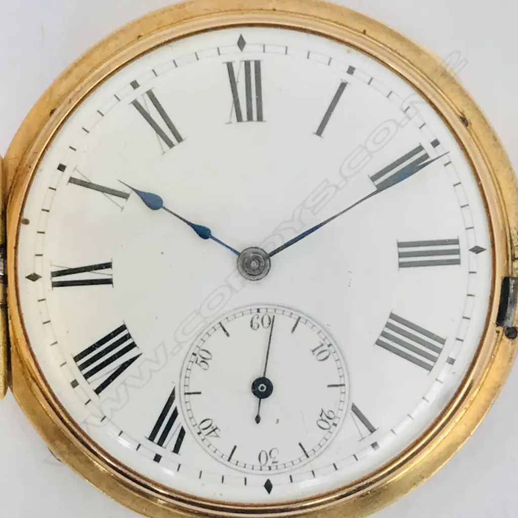 Swiss 18ct gold half hunter pocket watch, c.1900, Image 1++