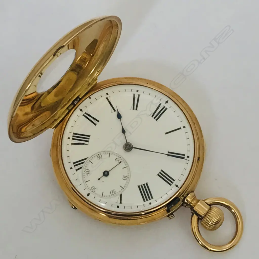Swiss 18ct gold half hunter pocket watch, c.1900, Image 1++