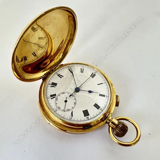 Swiss 18ct gold hunter cased, minute repeating chronograph pocket watch