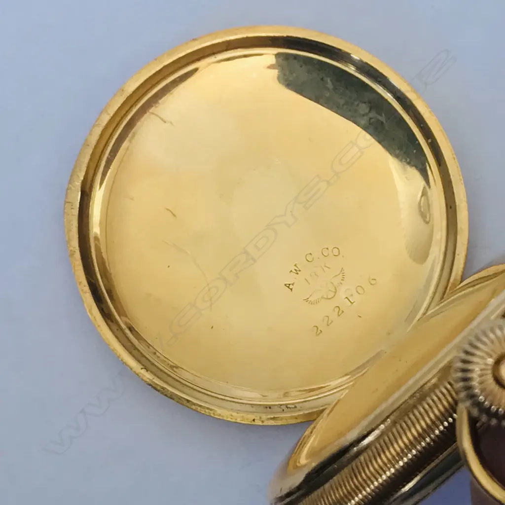 18ct gold hunter pocket watch by Waltham, c.1900, Image 1++
