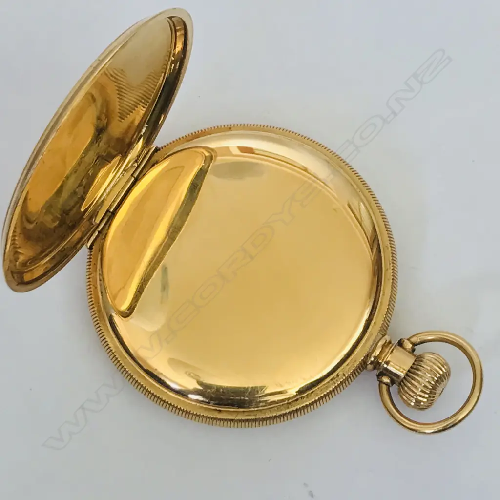 18ct gold hunter pocket watch by Waltham, c.1900, Image 1++