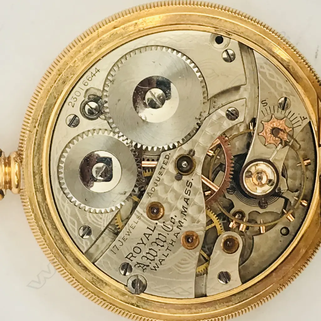 18ct gold hunter pocket watch by Waltham, c.1900, Image 1++