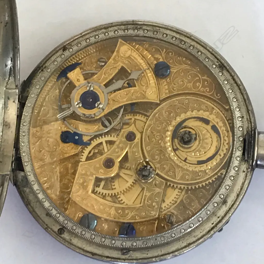 Unmarked 19thC silver consular cased open faced pocket watch, Image 1++
