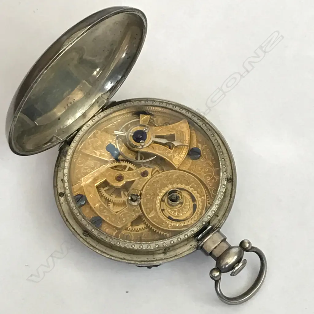 Unmarked 19thC silver consular cased open faced pocket watch, Image 1++