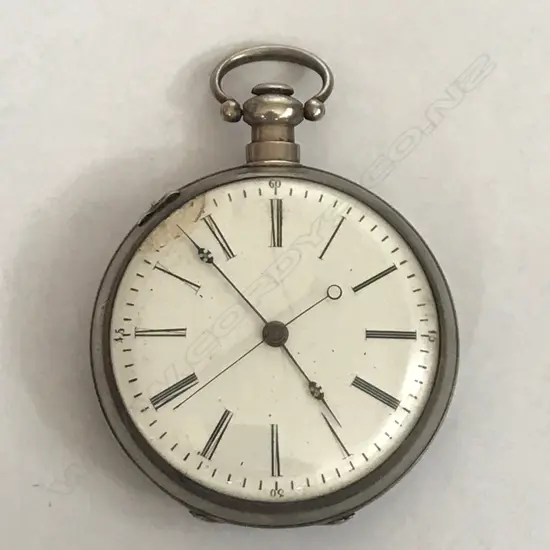 Unmarked 19thC silver consular cased open faced pocket watch,