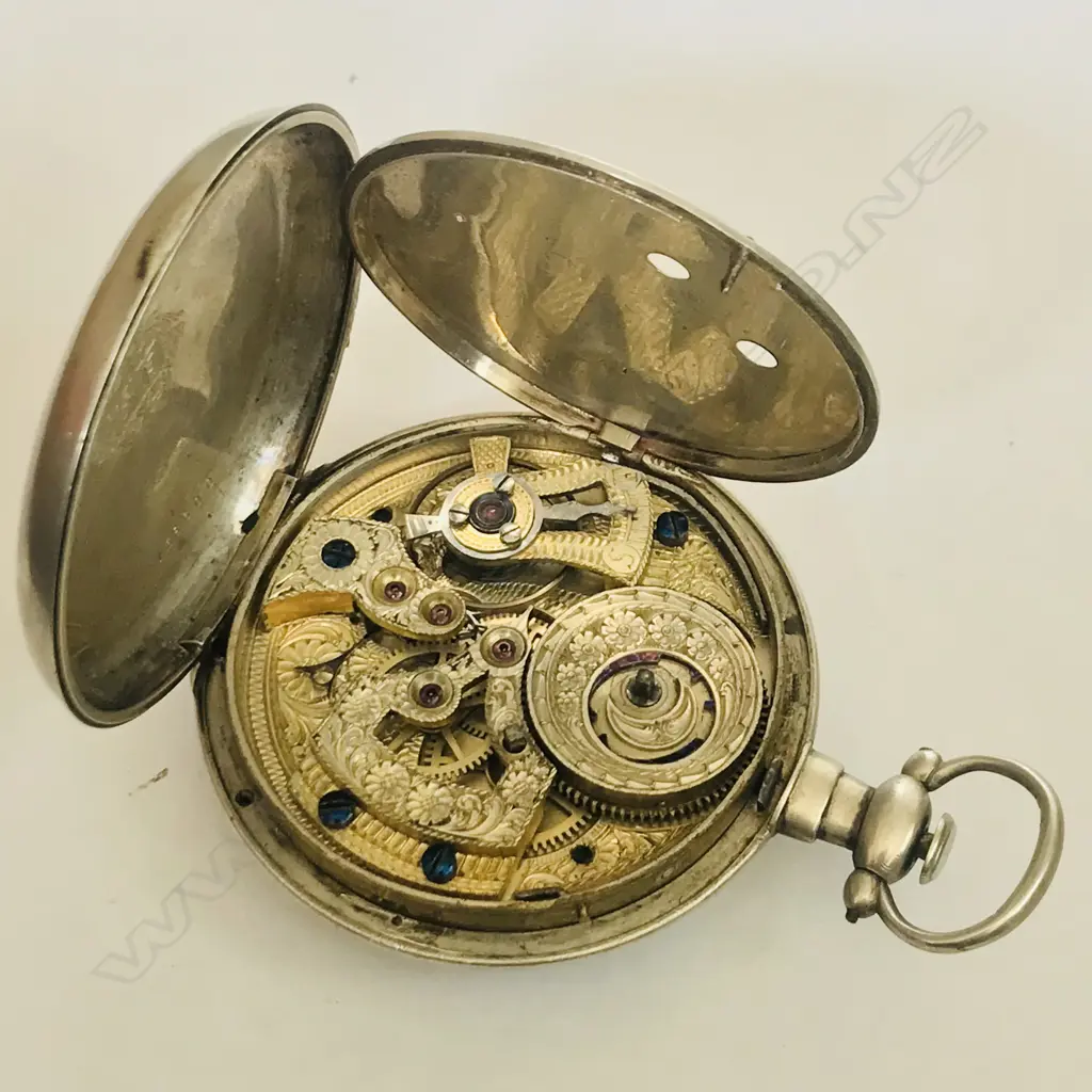 19thC silver consular cased open faced pocket watch, with Chinese stamps to the case, Image 1++