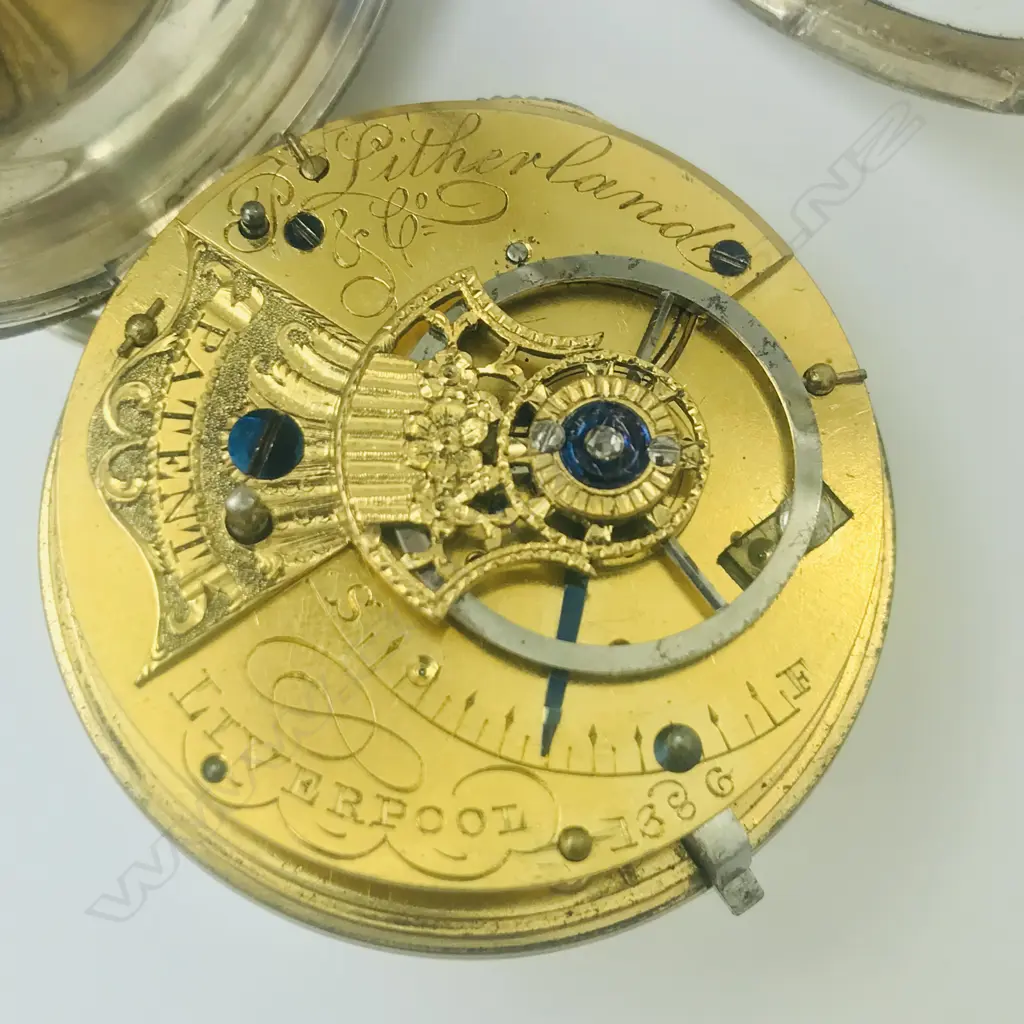 Victorian silver cased open face pocket watch by Peter Litherland, Liverpool, number 1386 Image 1++