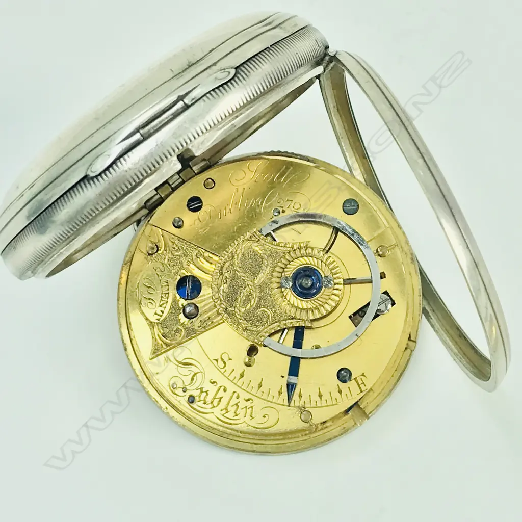 William IV period silver open face pocket watch by Scott, Dublin, number 270. Image 1++