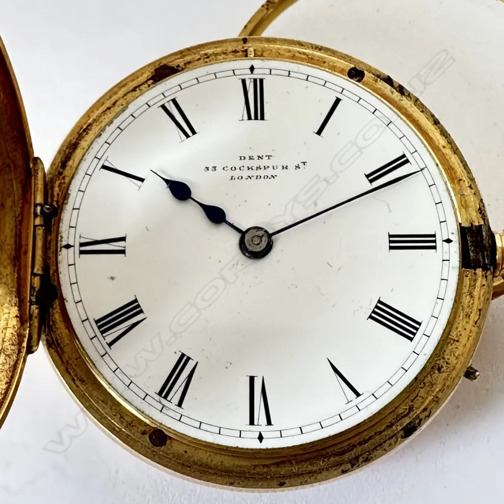 18ct gold lady’s half hunter pocket watch by Dent, Cockspur St. London, number 26333. Image 1++